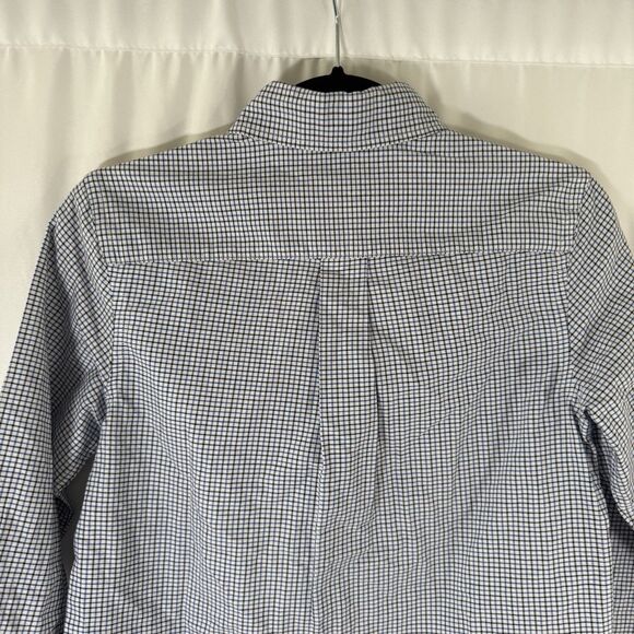 Ralph Lauren Dress Shirt Boy medium 10 12 White Blue Plaid Button Up Long Sleeve - Picture 8 of 9